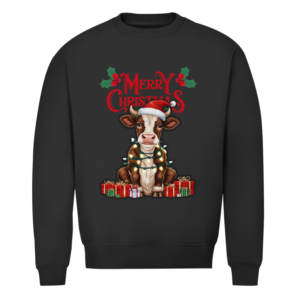 Herren Premium Bio Sweatshirt Merry Christmas Baby Cow