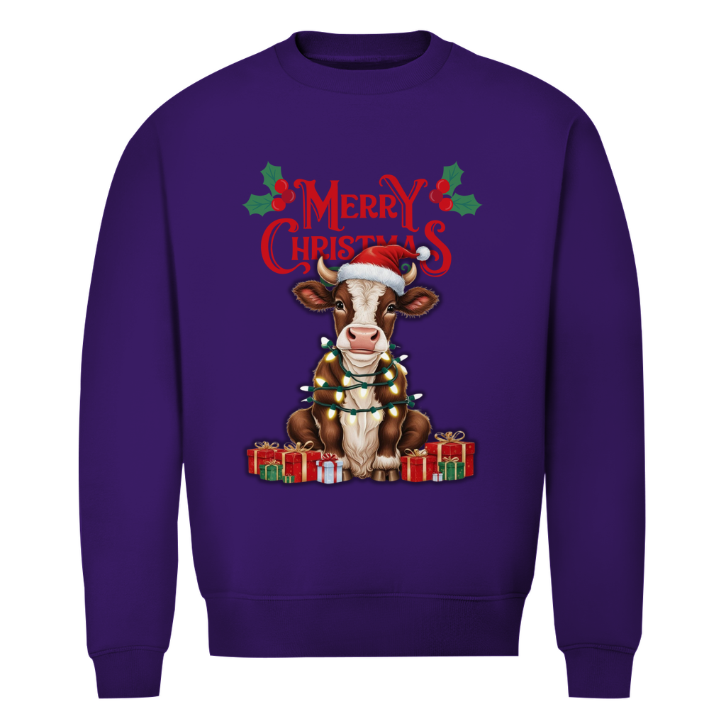 Herren Premium Bio Sweatshirt Merry Christmas Baby Cow