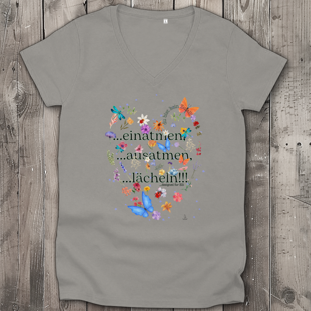Damen Premium Bio V-Neck T-Shirt Elli's Design