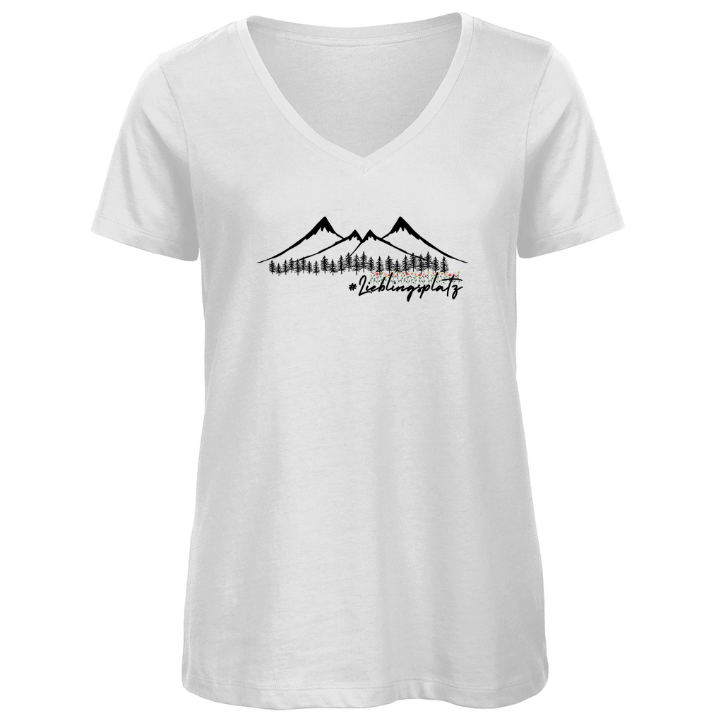Damen Premium Bio V-Neck T-Shirt #Lieblingsplatz