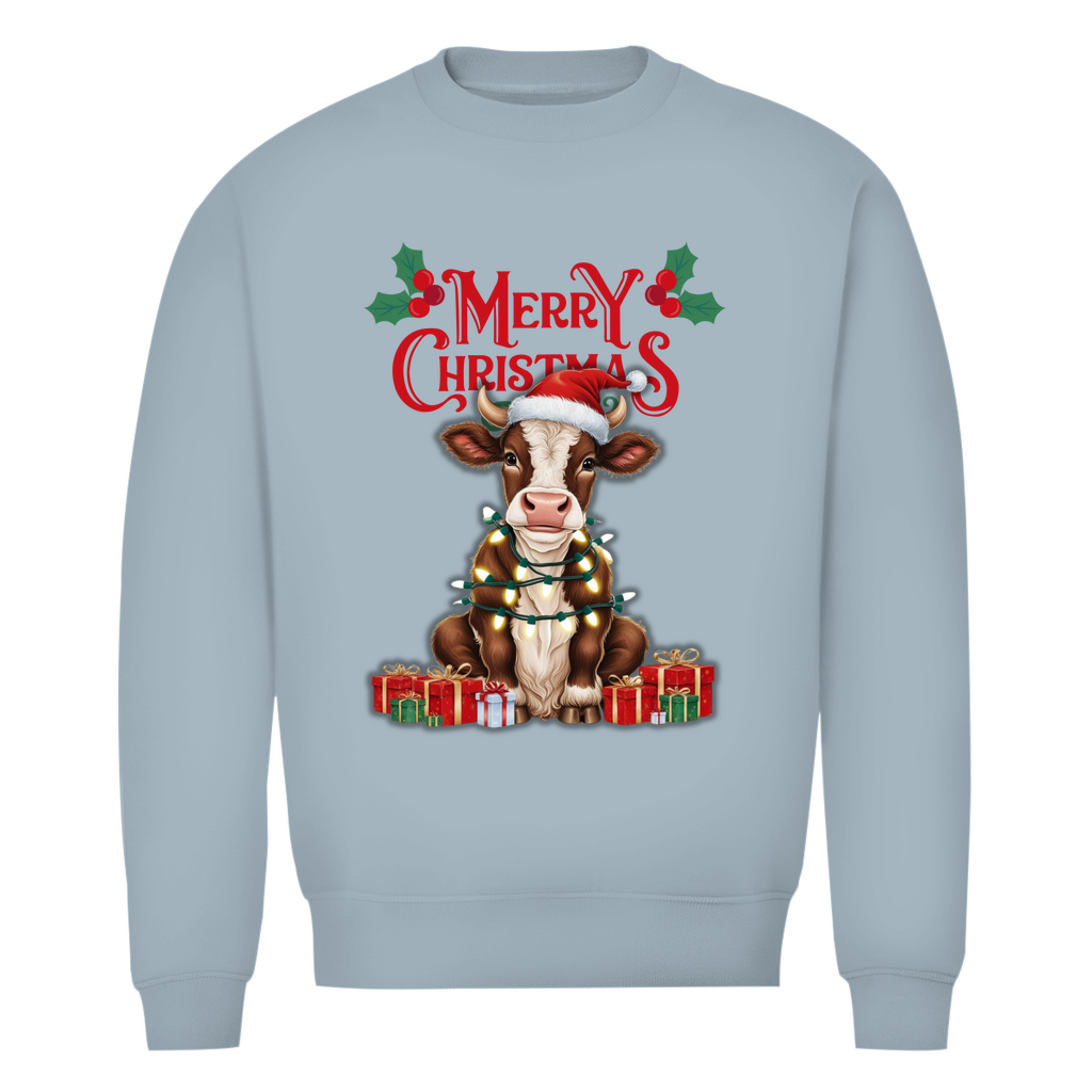 Herren Premium Bio Sweatshirt Merry Christmas Baby Cow