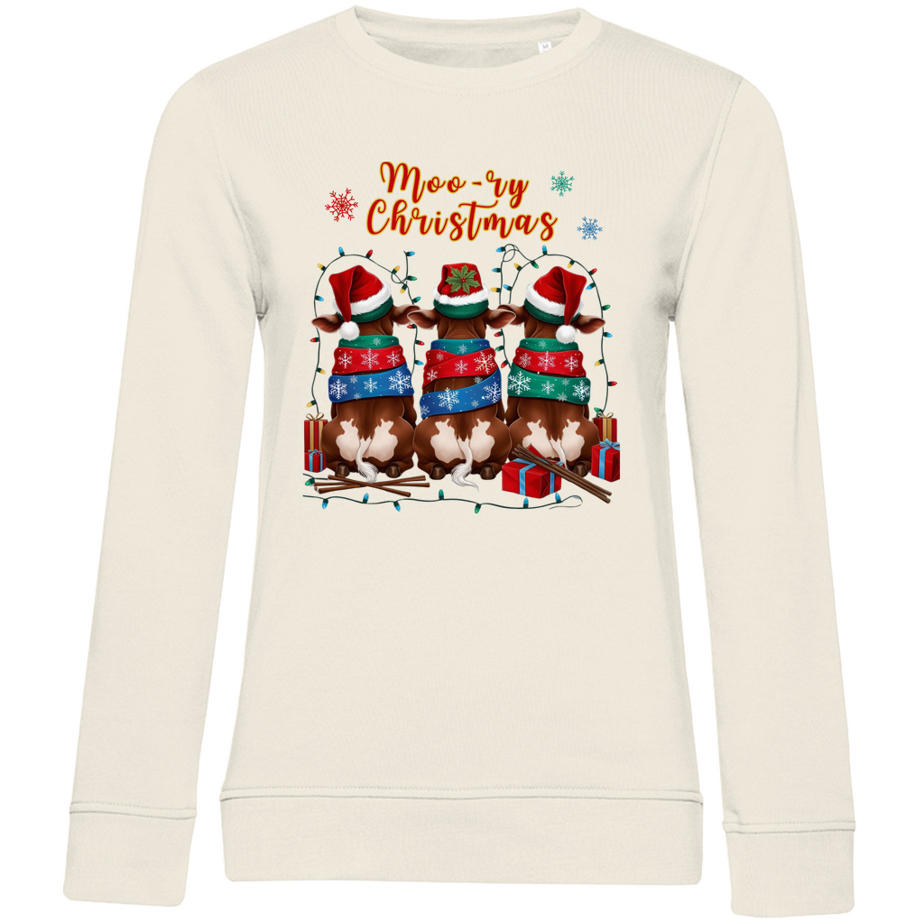 Damen Premium Bio Sweatshirt Moo-ry Christmas