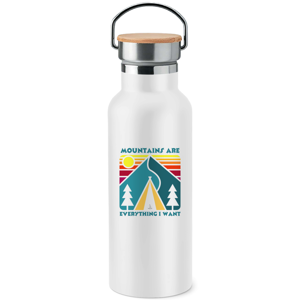 Edelstahl-Trinkflasche mit Bambusdeckel Everything I want