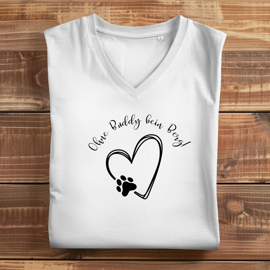 Damen Premium Bio V-Neck T-Shirt Ohne Buddy kein Berg