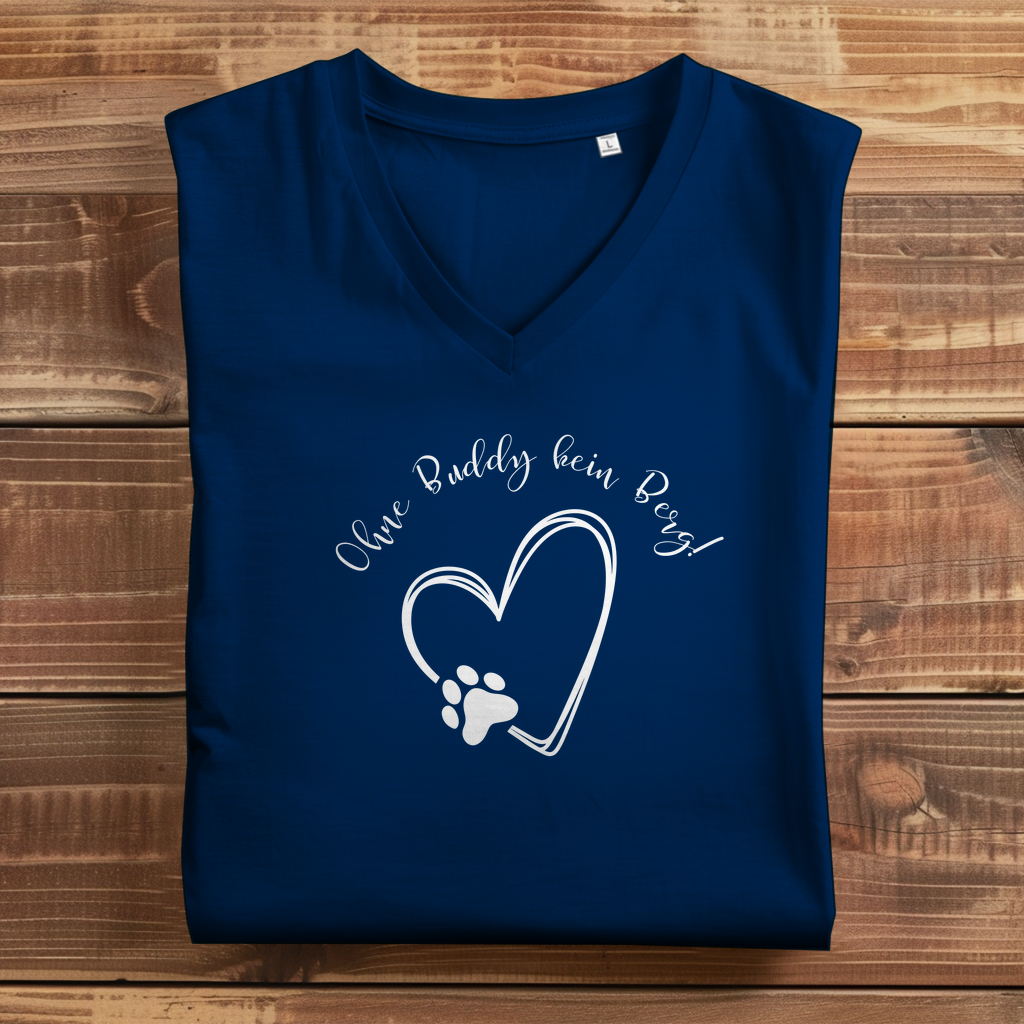 Damen Premium Bio V-Neck T-Shirt Ohne Buddy kein Berg