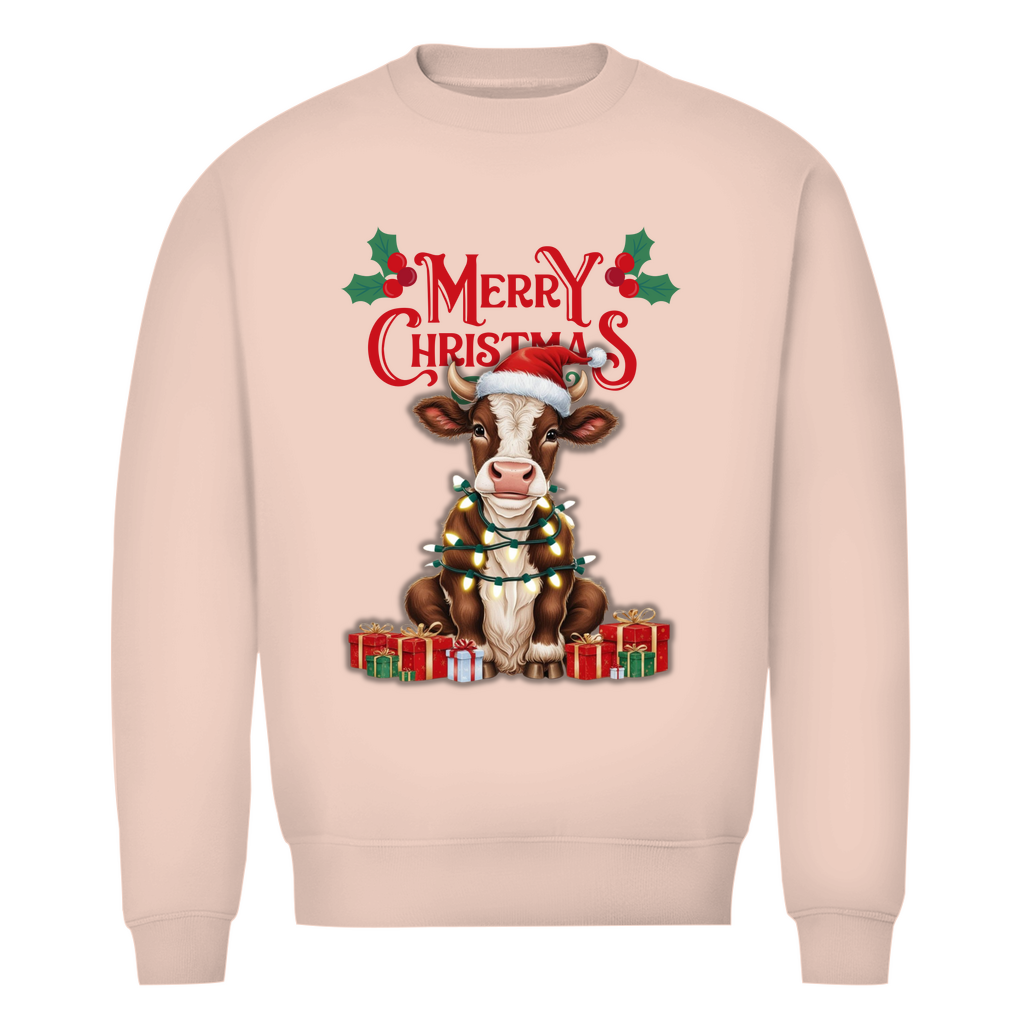 Herren Premium Bio Sweatshirt Merry Christmas Baby Cow