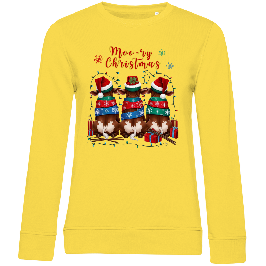 Damen Premium Bio Sweatshirt Moo-ry Christmas