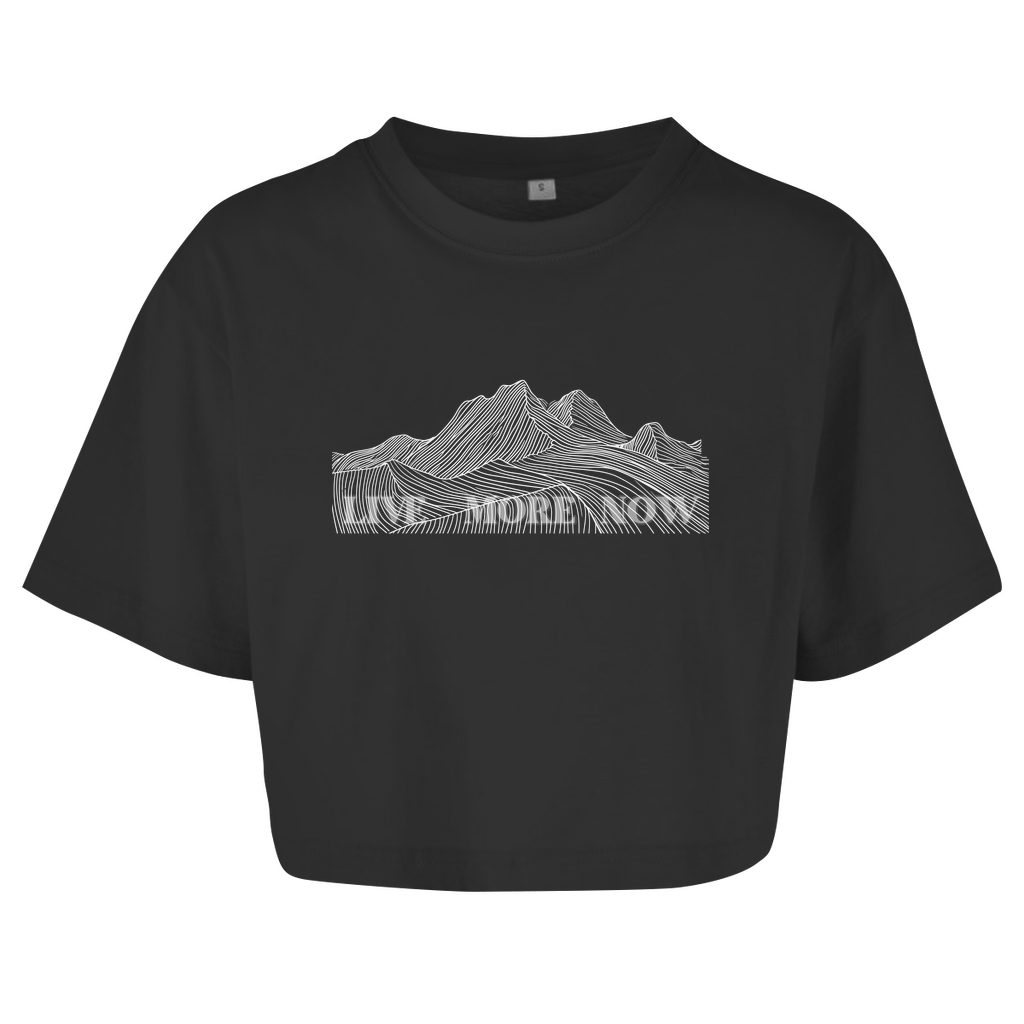 Damen Oversize Crop Top LIVE MORE NOW