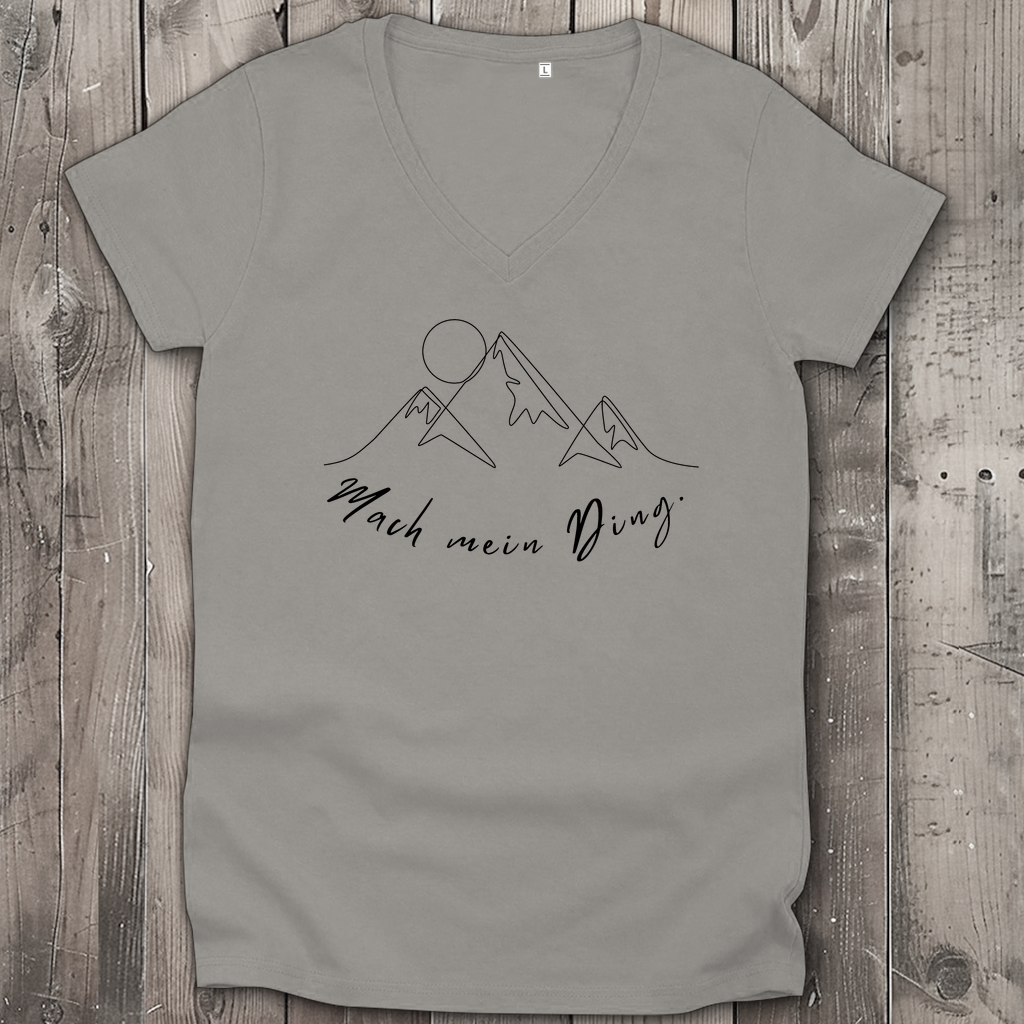 Damen Premium Bio V-Neck T-Shirt Mach mein Ding