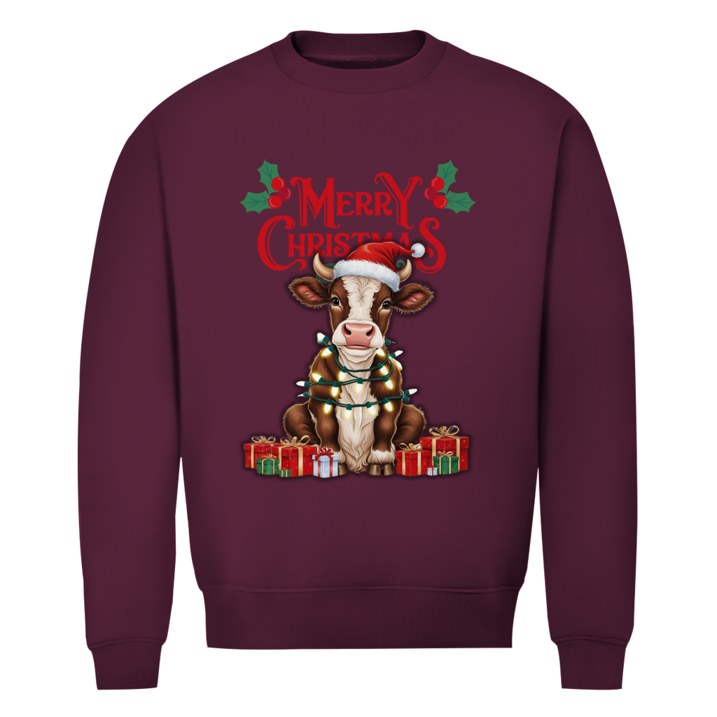 Herren Premium Bio Sweatshirt Merry Christmas Baby Cow