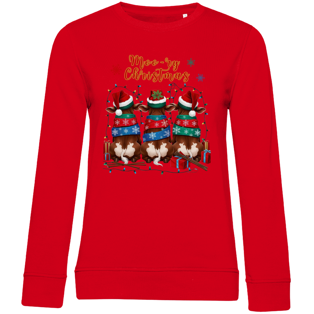 Damen Premium Bio Sweatshirt Moo-ry Christmas