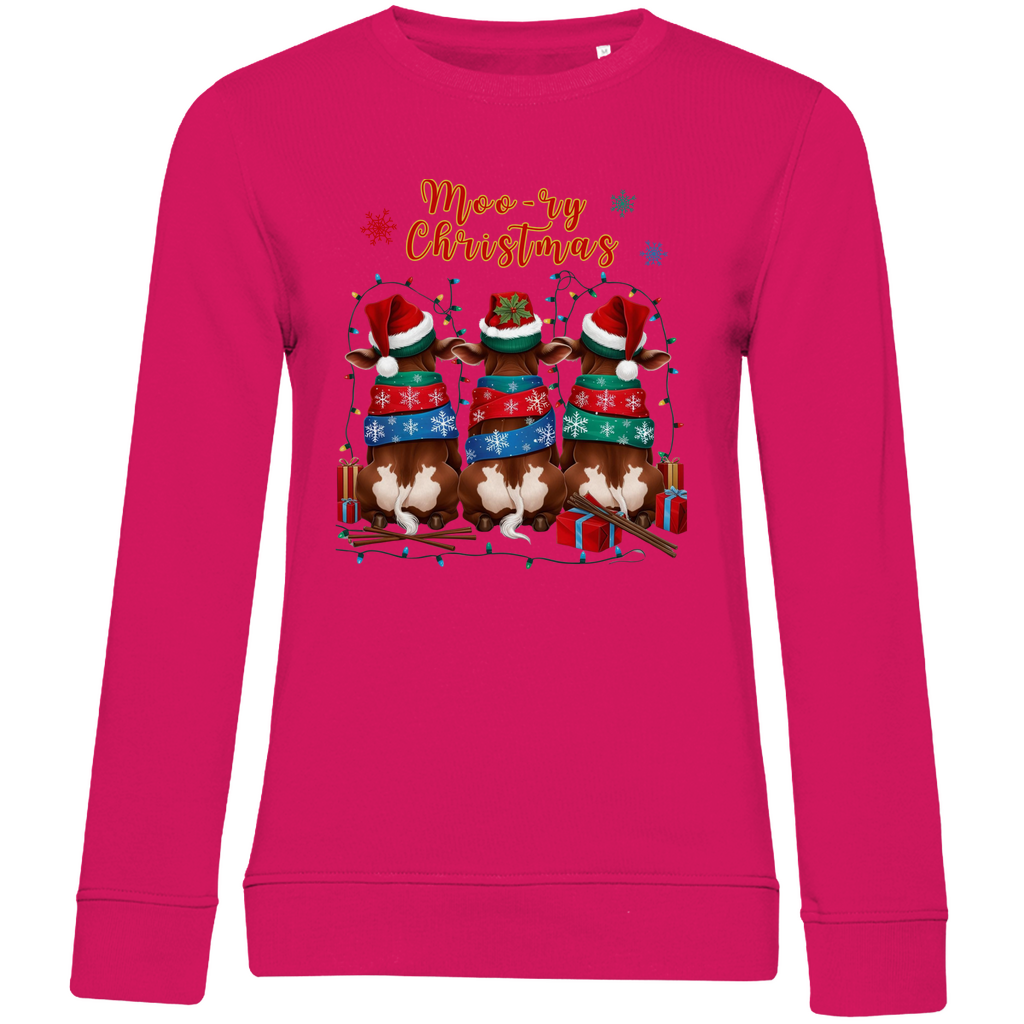 Damen Premium Bio Sweatshirt Moo-ry Christmas