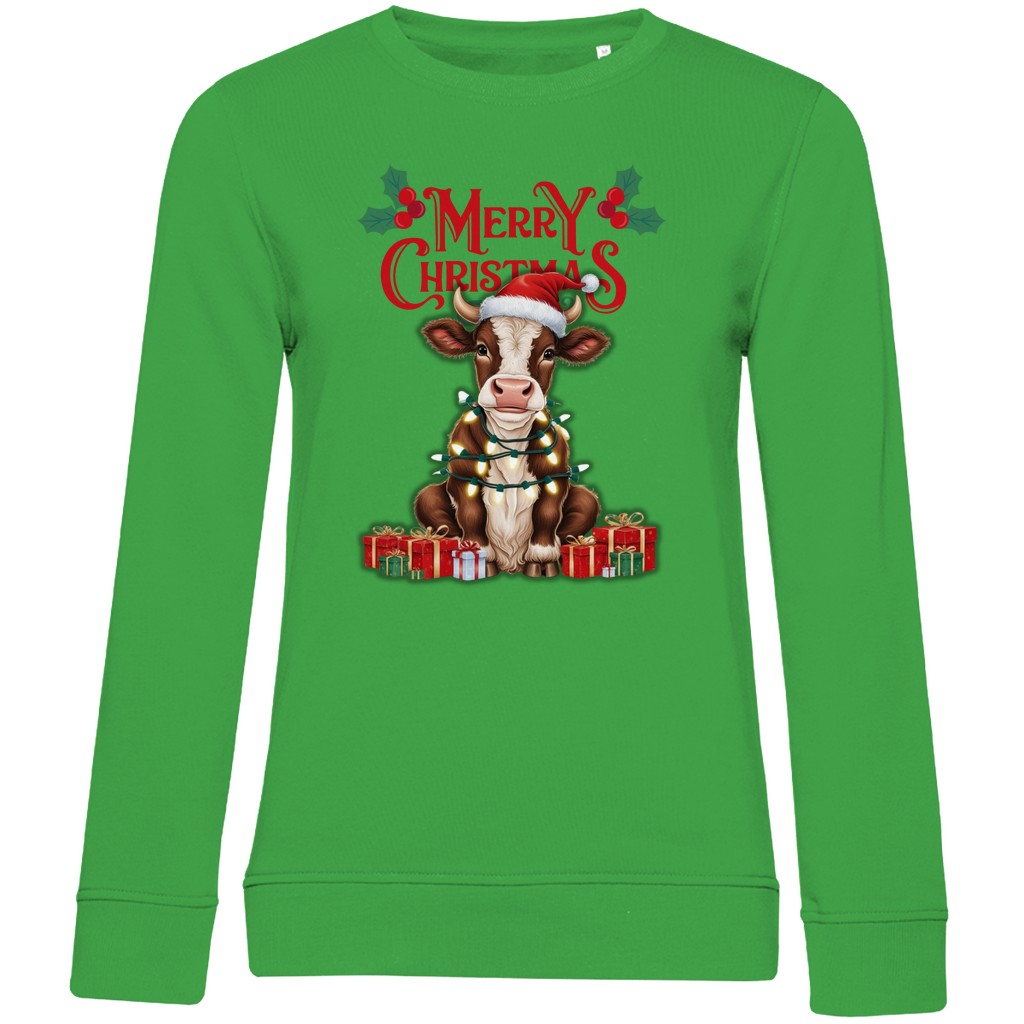 Damen Premium Bio Sweatshirt Merry Christmas Baby Cow