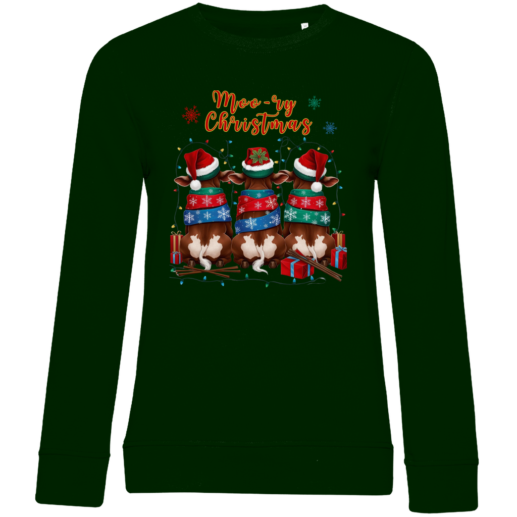 Damen Premium Bio Sweatshirt Moo-ry Christmas