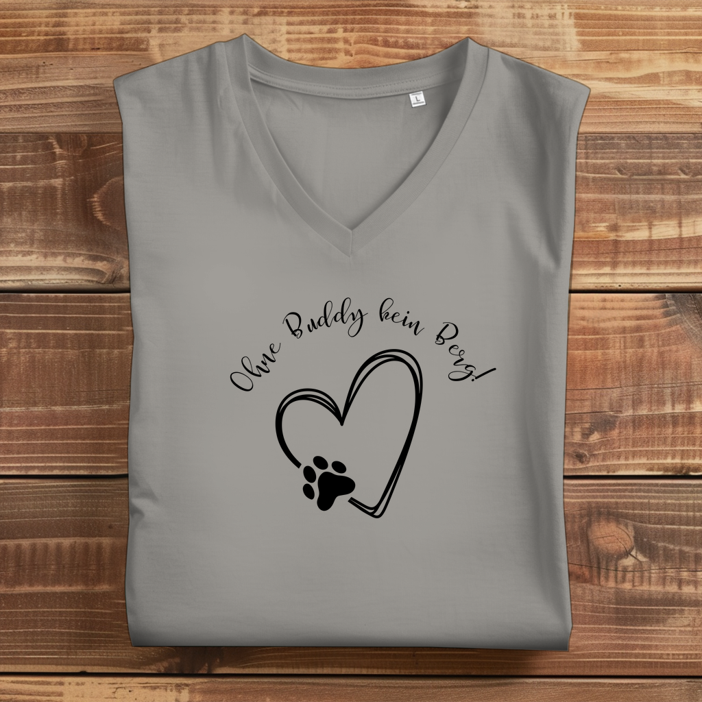 Damen Premium Bio V-Neck T-Shirt Ohne Buddy kein Berg