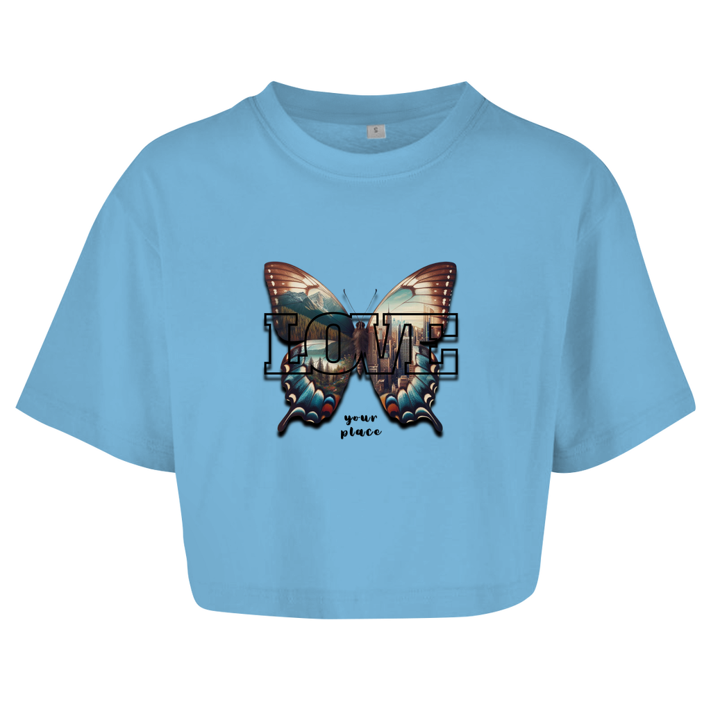 Damen Oversize Crop Top LOVE your place