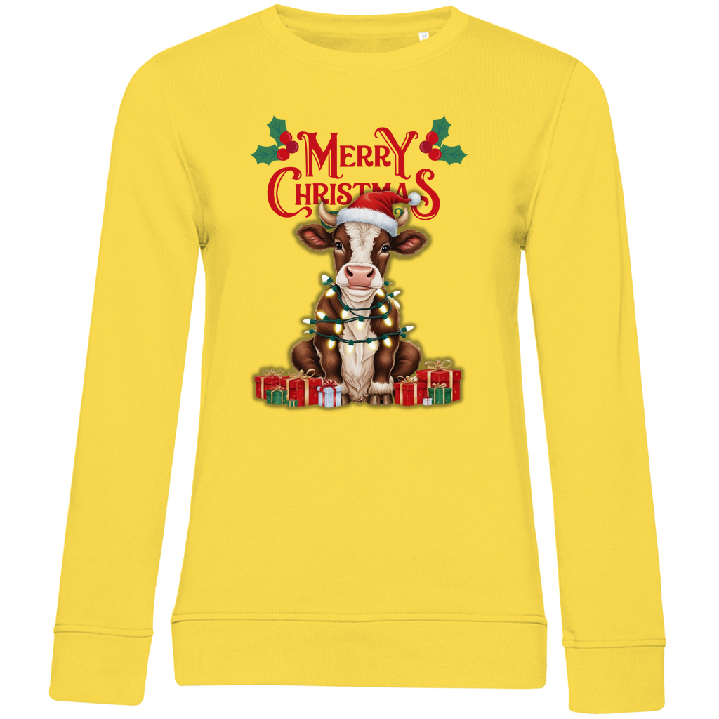 Damen Premium Bio Sweatshirt Merry Christmas Baby Cow