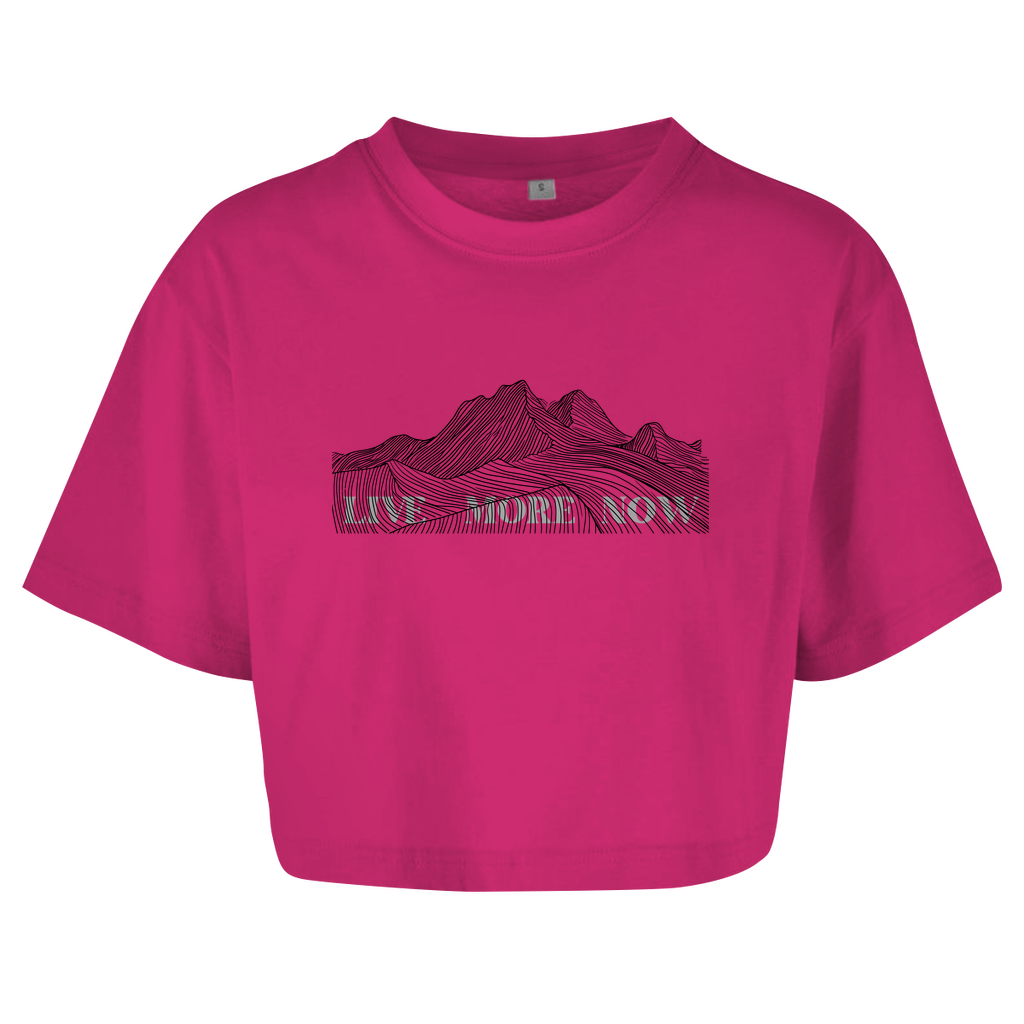 Damen Oversize Crop Top LIVE MORE NOW