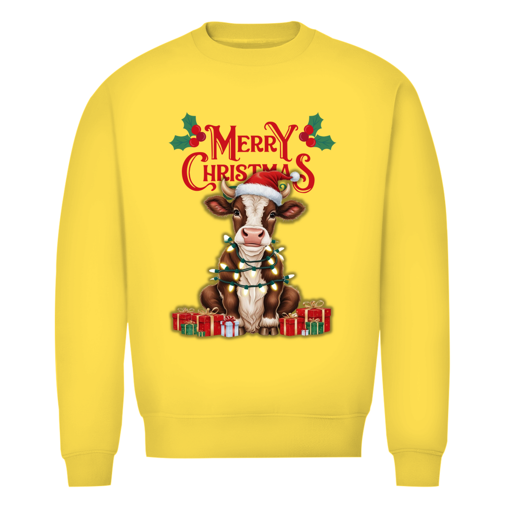 Herren Premium Bio Sweatshirt Merry Christmas Baby Cow