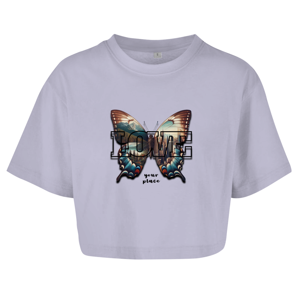Damen Oversize Crop Top LOVE your place