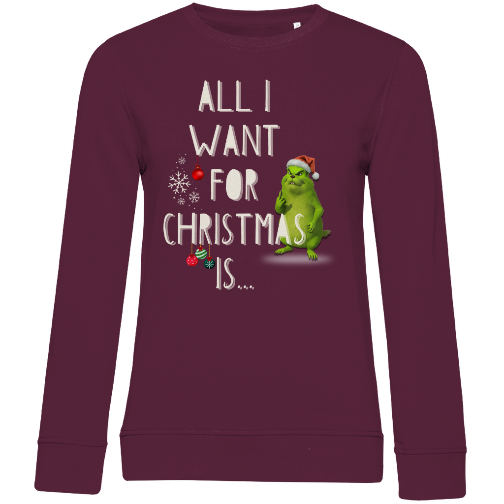 Damen Premium Bio Sweatshirt All I want for Christmas