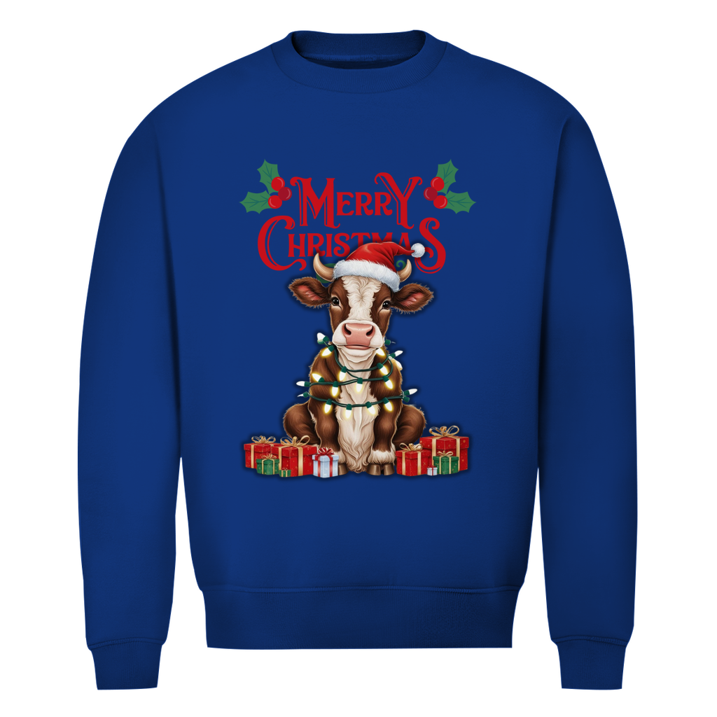 Herren Premium Bio Sweatshirt Merry Christmas Baby Cow