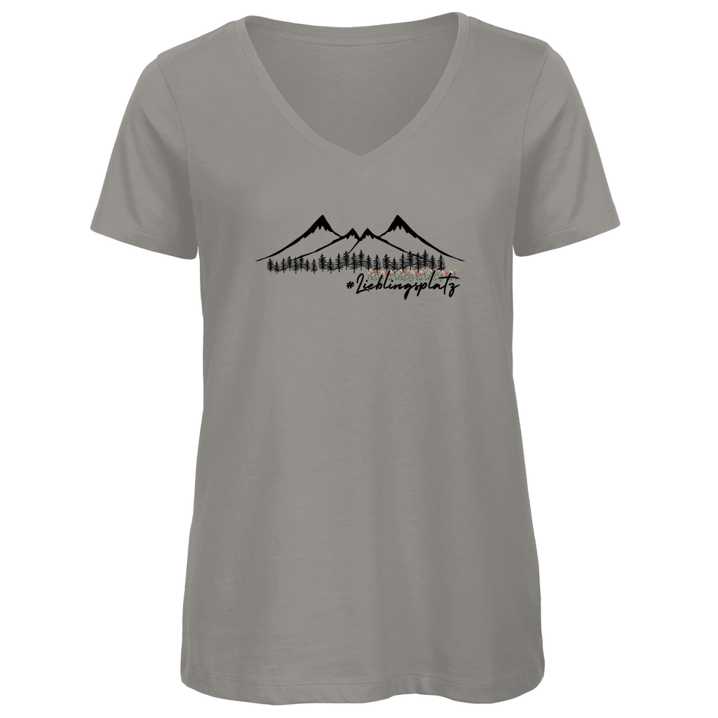 Damen Premium Bio V-Neck T-Shirt #Lieblingsplatz