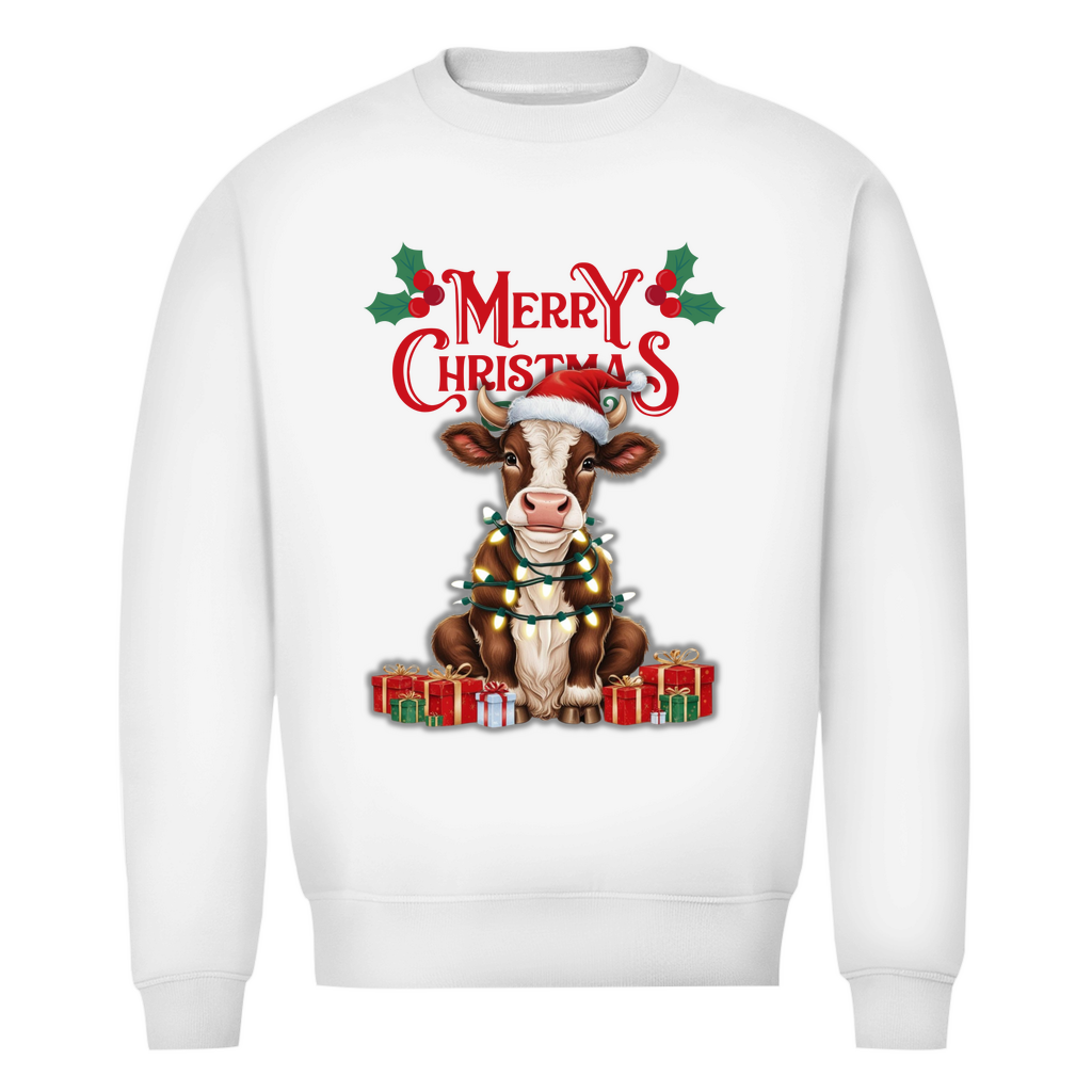 Herren Premium Bio Sweatshirt Merry Christmas Baby Cow