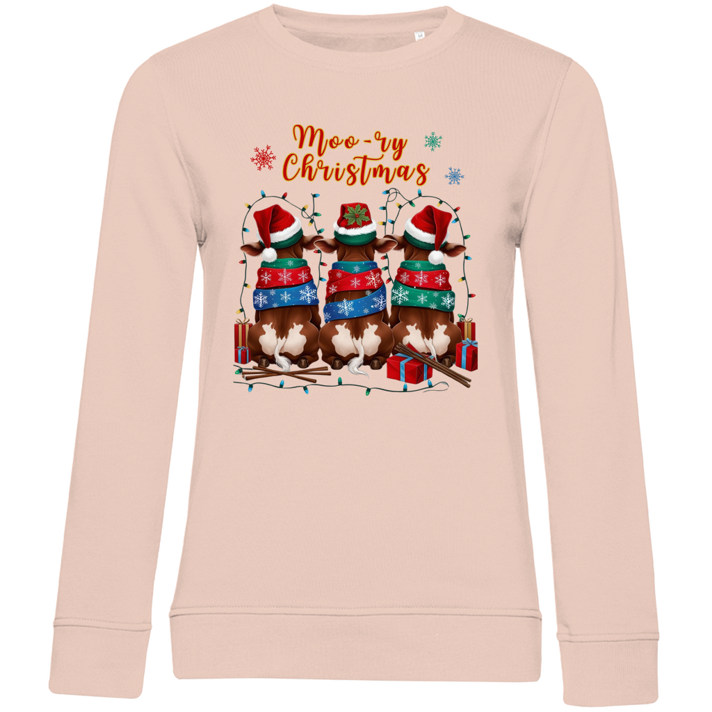 Damen Premium Bio Sweatshirt Moo-ry Christmas
