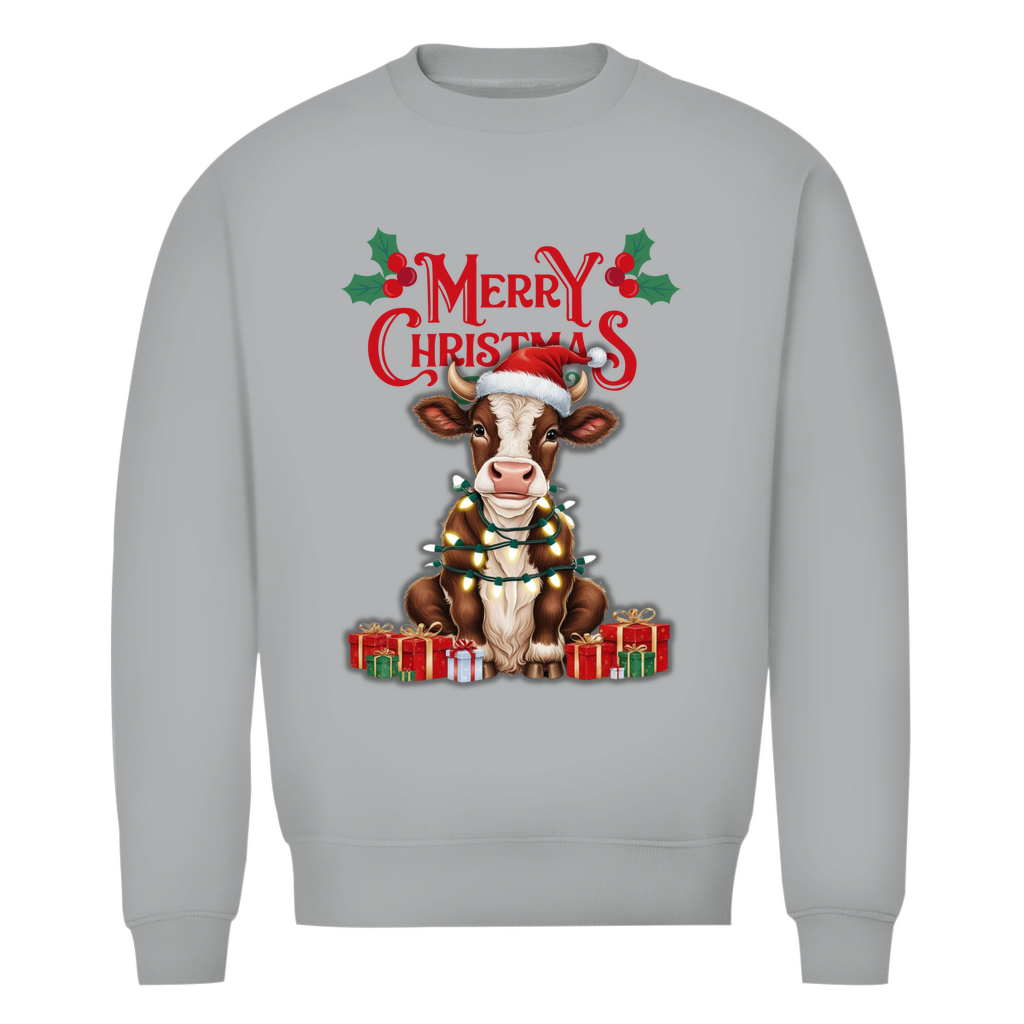Herren Premium Bio Sweatshirt Merry Christmas Baby Cow