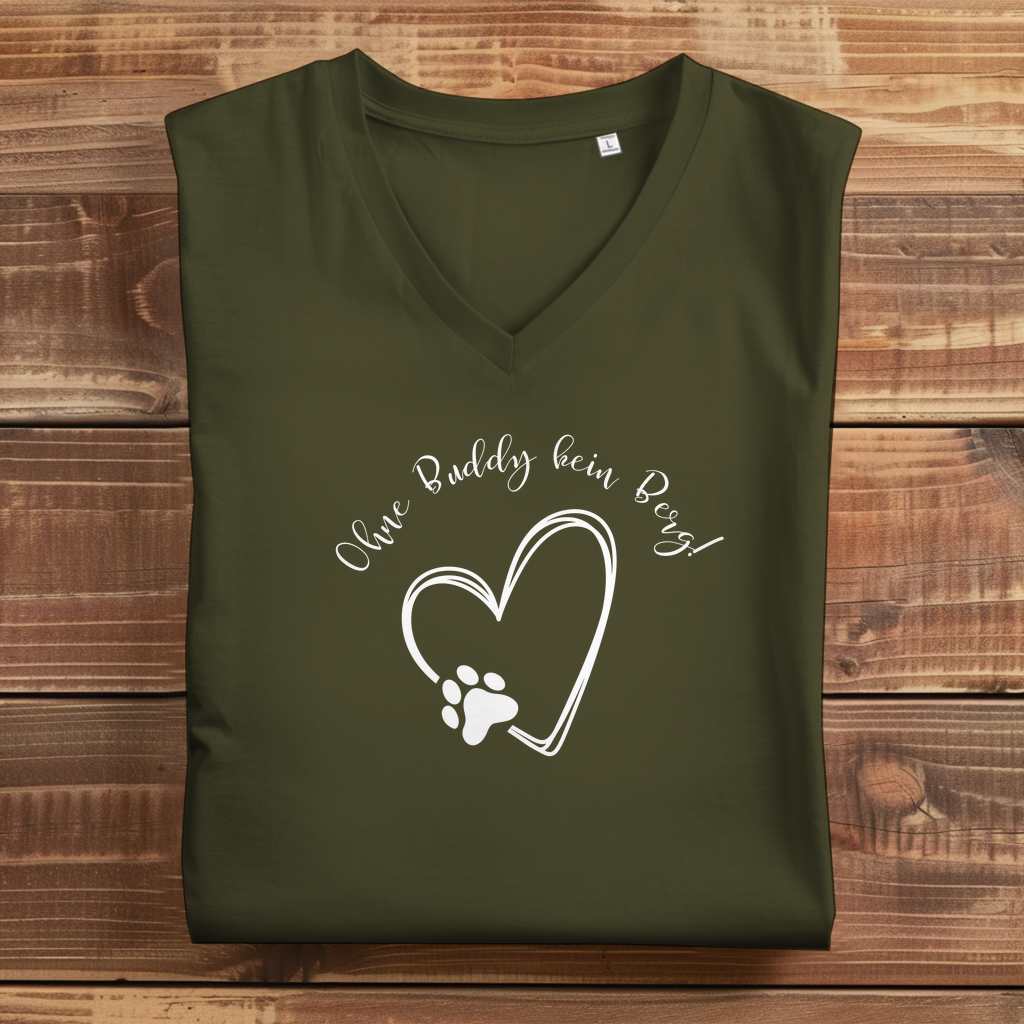 Damen Premium Bio V-Neck T-Shirt Ohne Buddy kein Berg