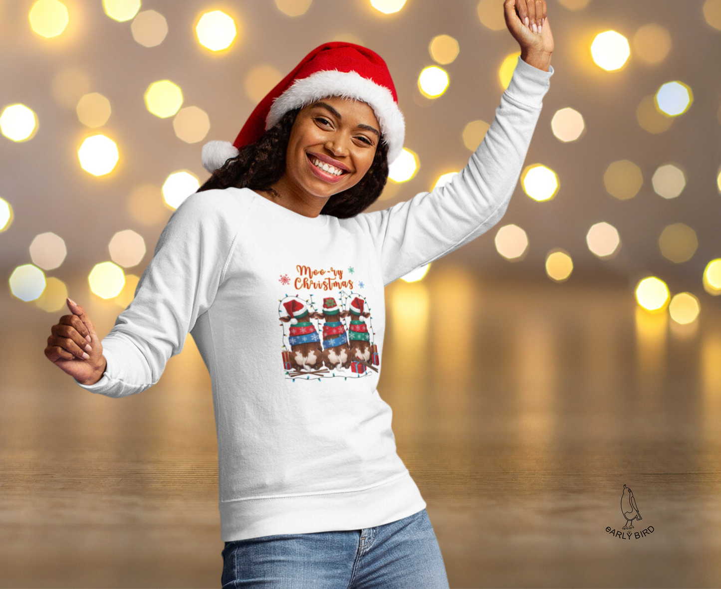Damen Premium Bio Sweatshirt Moo-ry Christmas