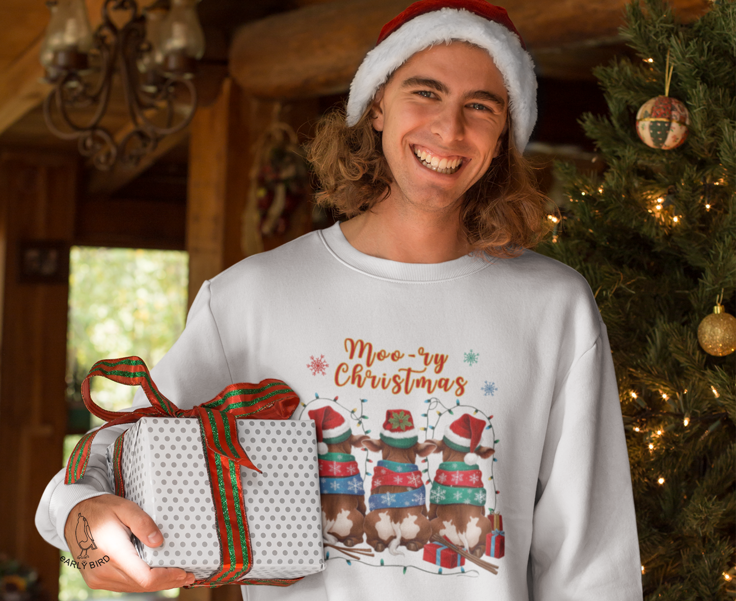 Herren Premium Bio Sweatshirt Moo-ry Christmas