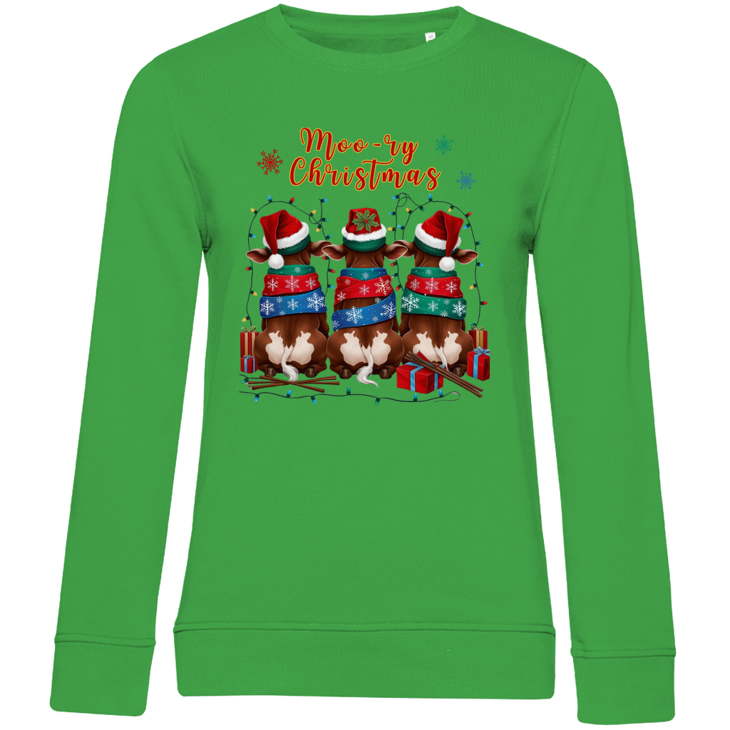 Damen Premium Bio Sweatshirt Moo-ry Christmas