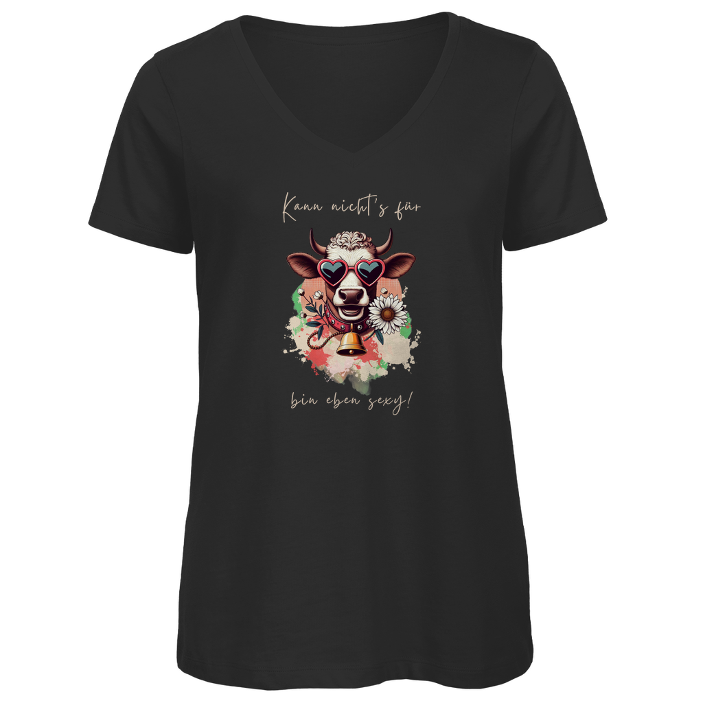 Damen Premium Bio V-Neck T-Shirt Bin eben sexy