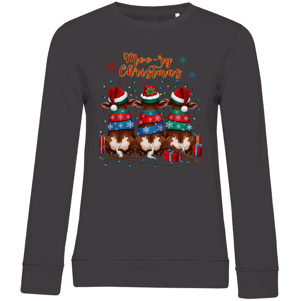 Damen Premium Bio Sweatshirt Moo-ry Christmas