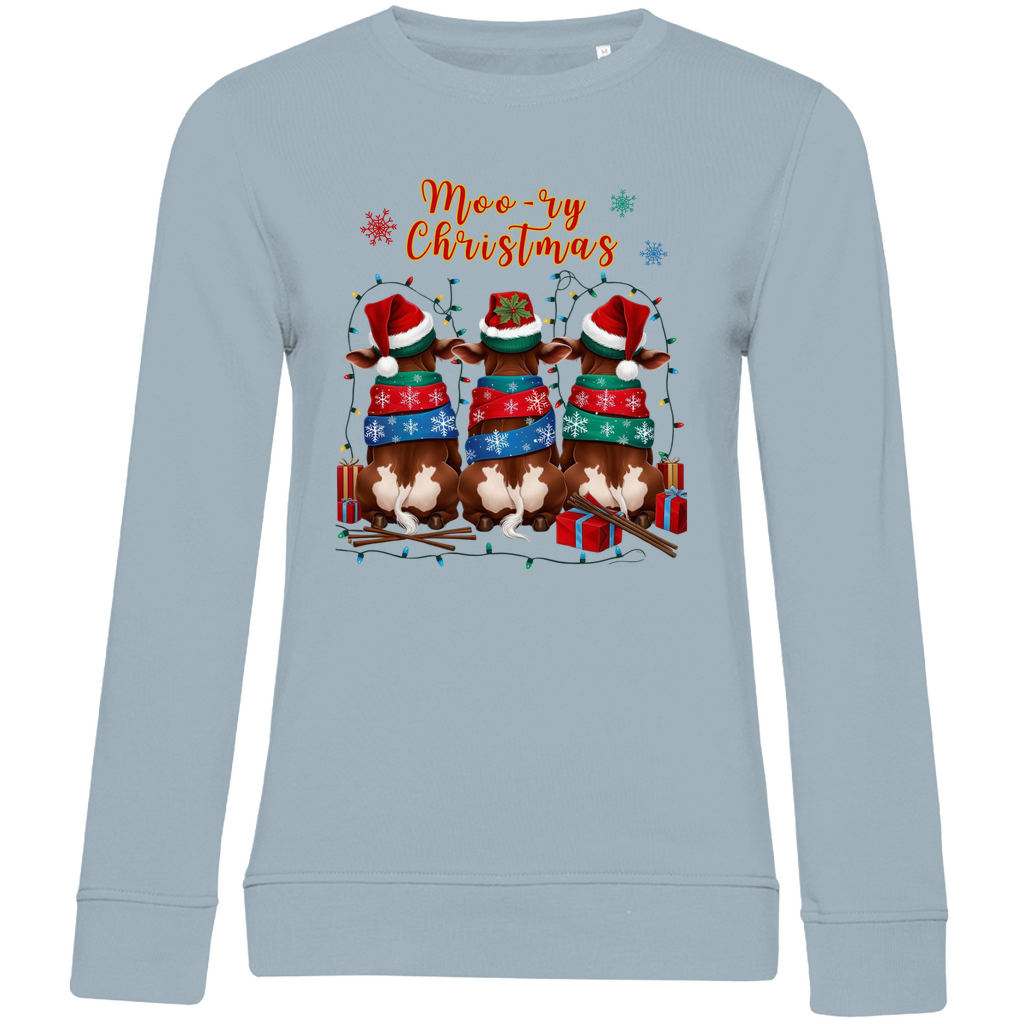 Damen Premium Bio Sweatshirt Moo-ry Christmas