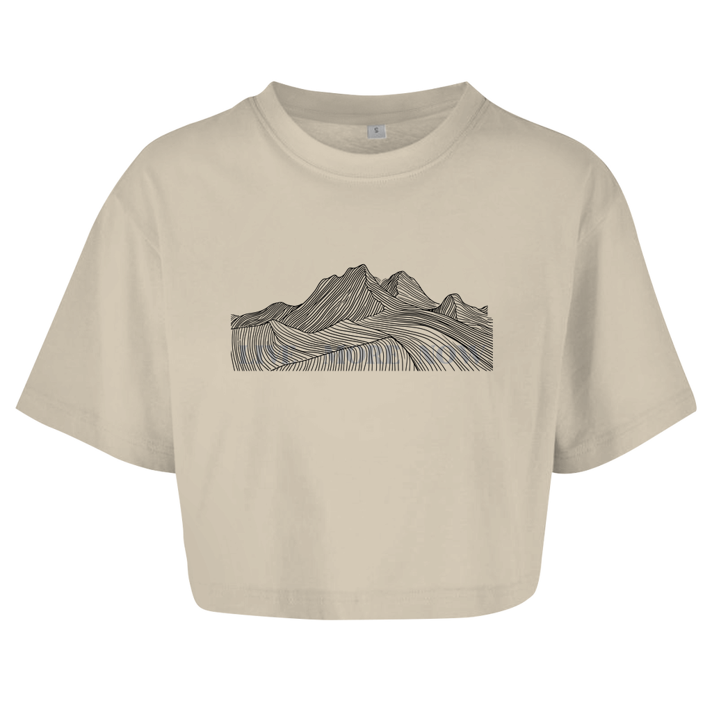 Damen Oversize Crop Top LIVE MORE NOW