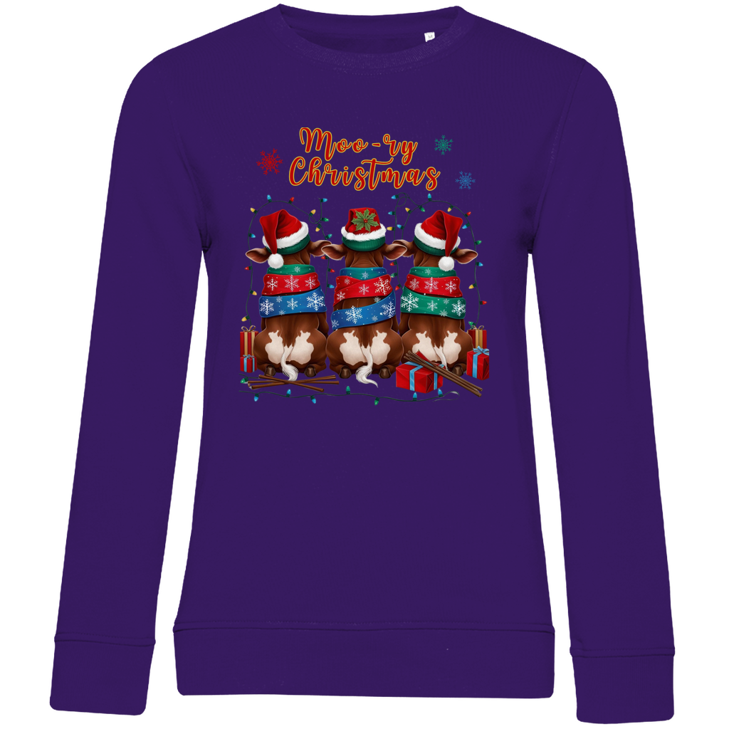 Damen Premium Bio Sweatshirt Moo-ry Christmas