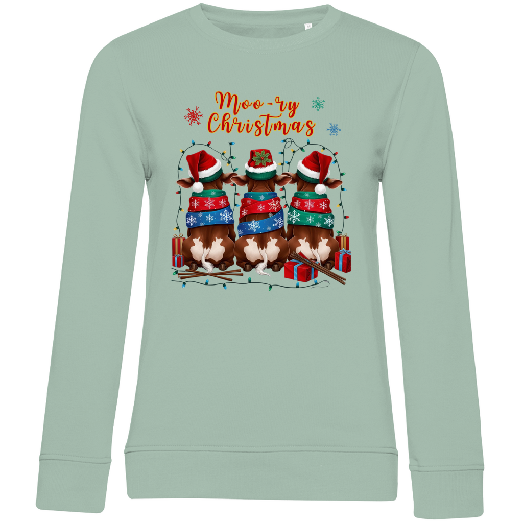 Damen Premium Bio Sweatshirt Moo-ry Christmas