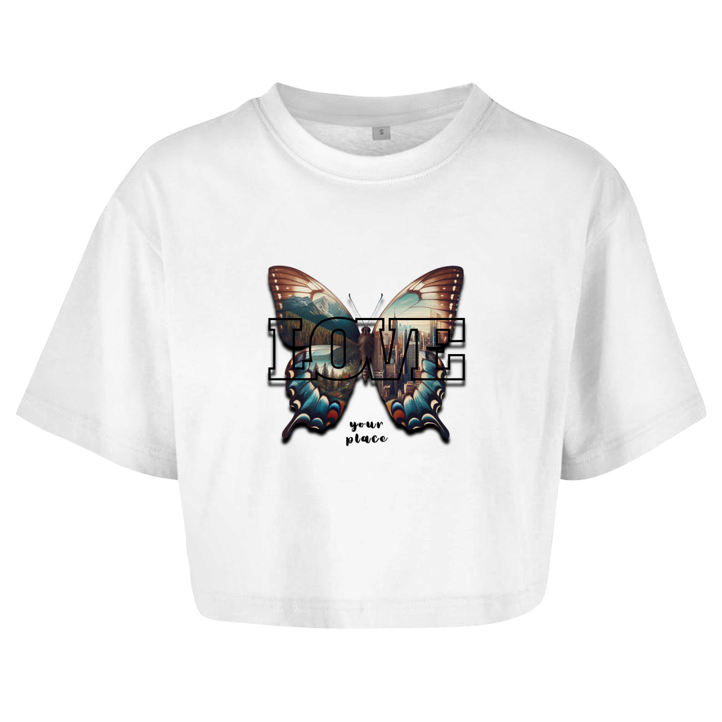 Damen Oversize Crop Top LOVE your place