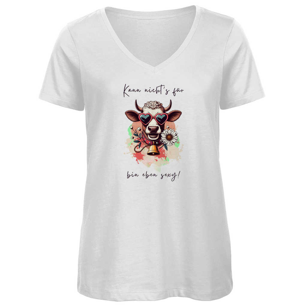 Damen Premium Bio V-Neck T-Shirt Bin eben sexy
