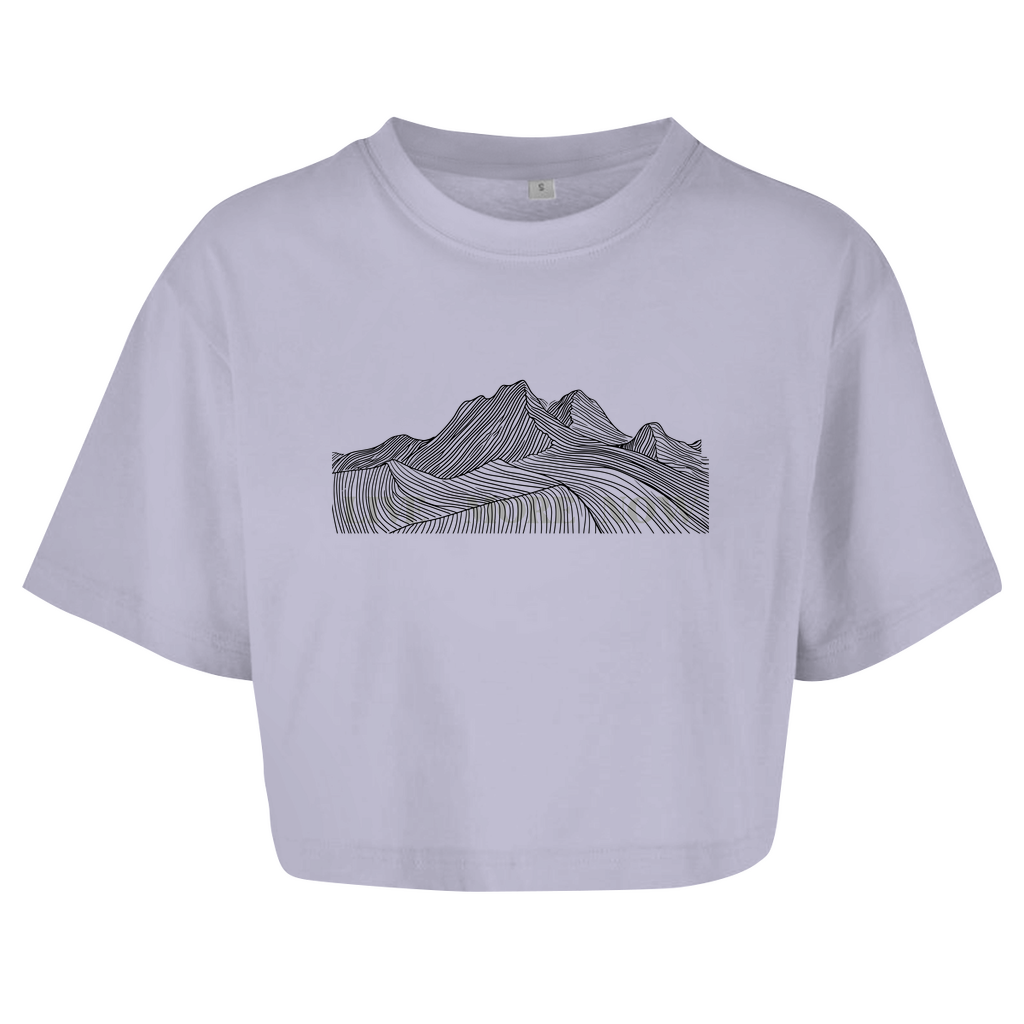 Damen Oversize Crop Top LIVE MORE NOW