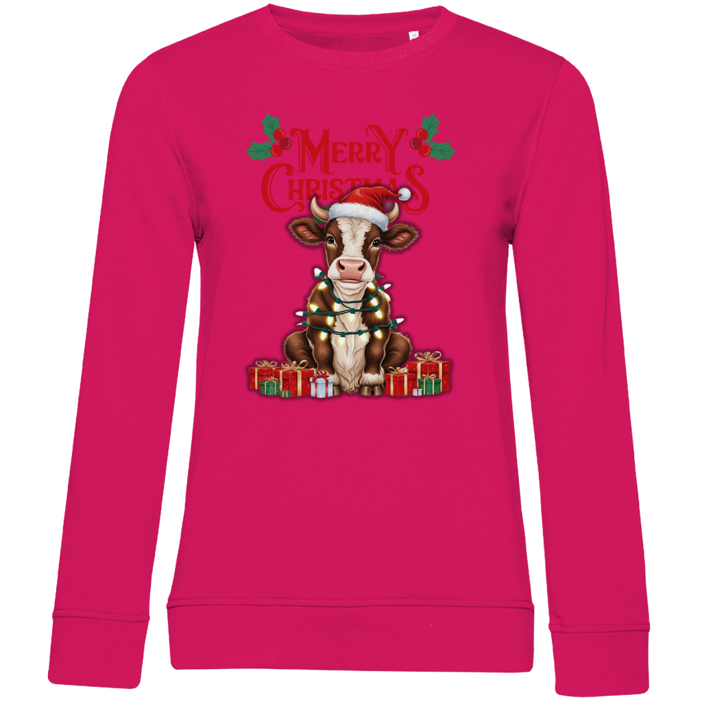 Damen Premium Bio Sweatshirt Merry Christmas Baby Cow