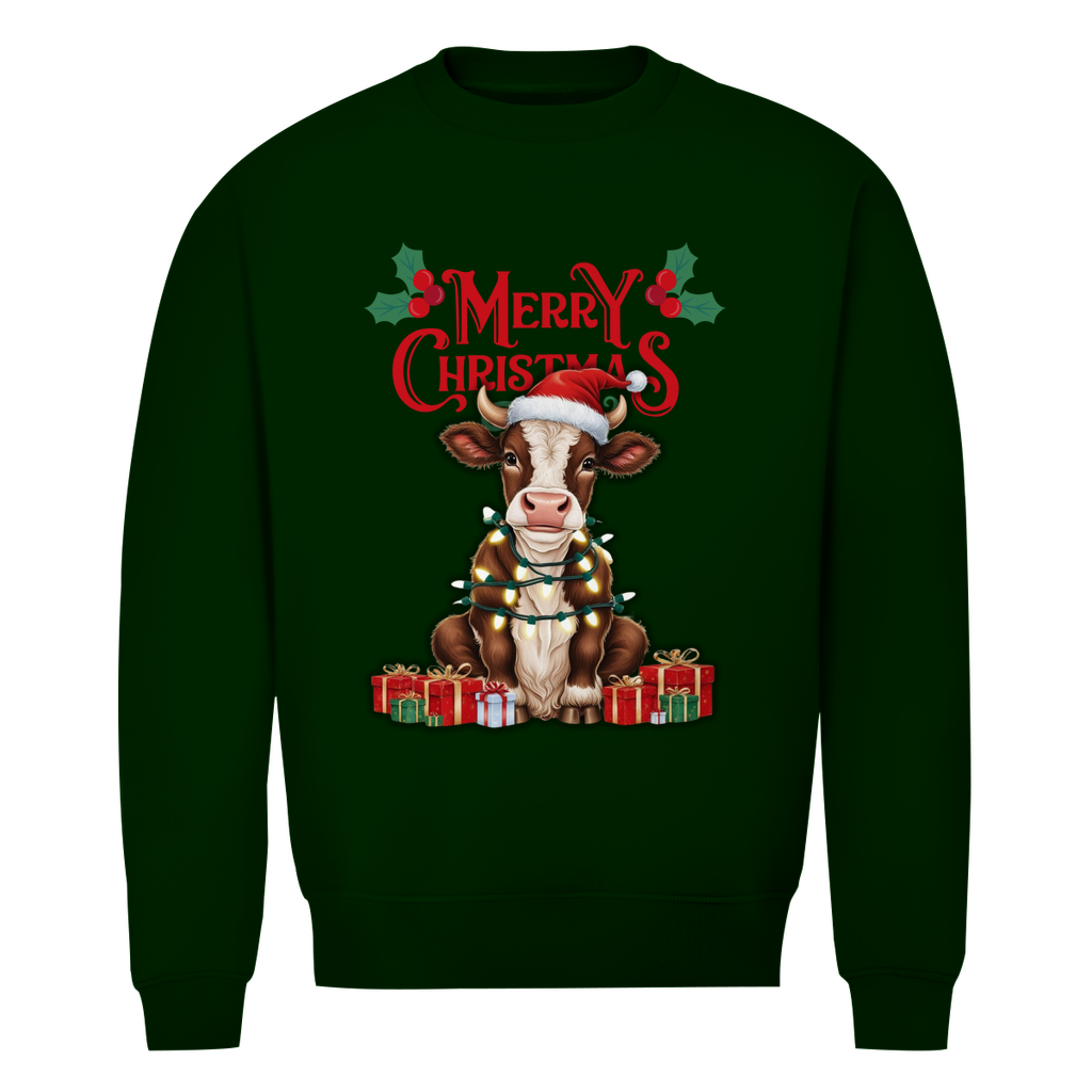 Herren Premium Bio Sweatshirt Merry Christmas Baby Cow