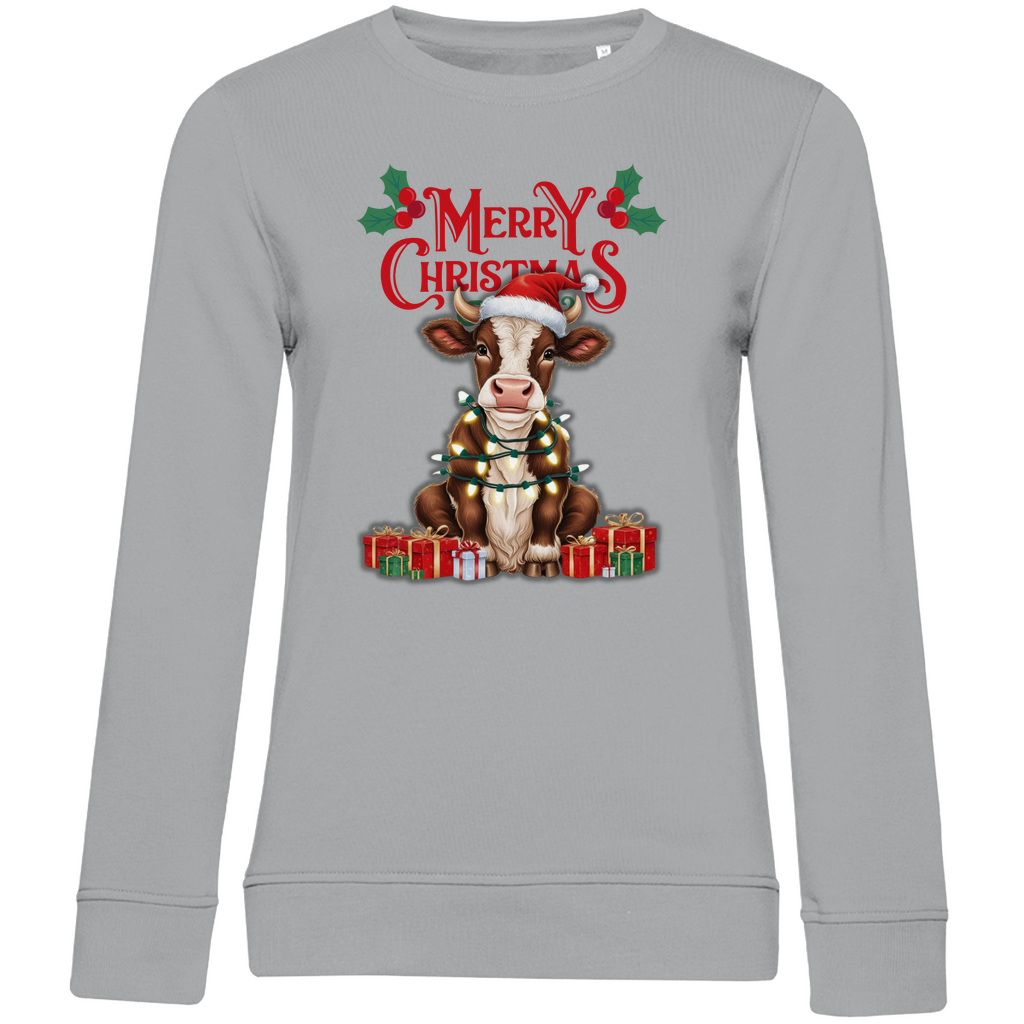 Damen Premium Bio Sweatshirt Merry Christmas Baby Cow