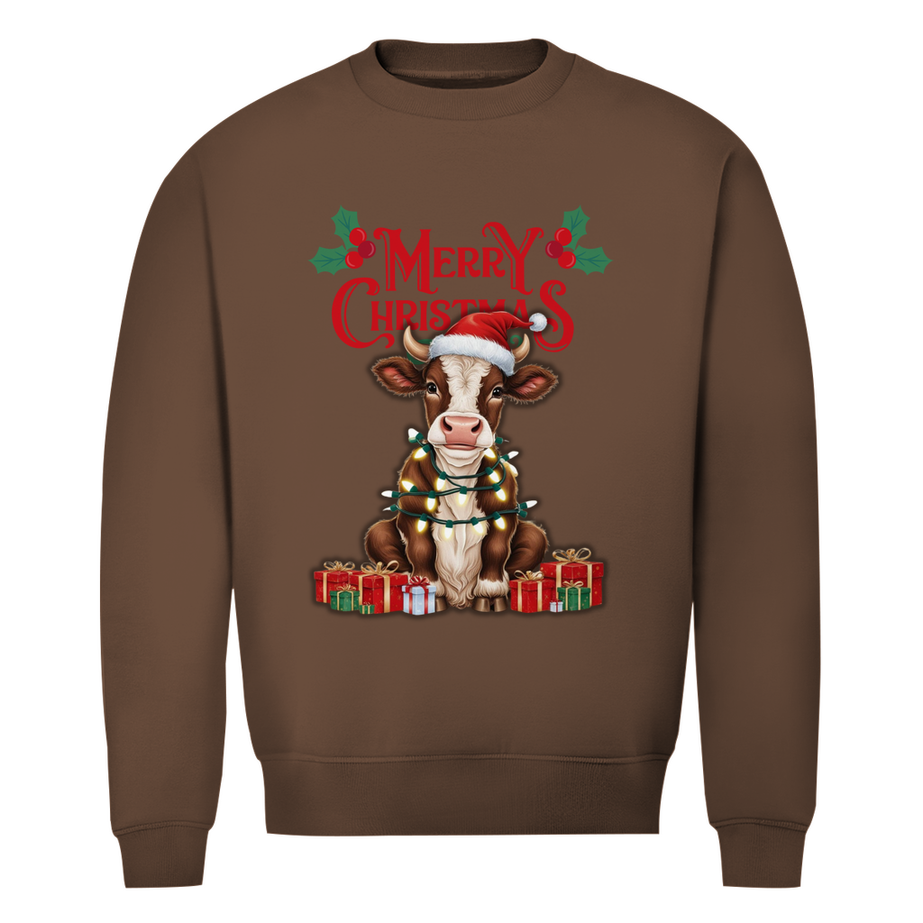 Herren Premium Bio Sweatshirt Merry Christmas Baby Cow