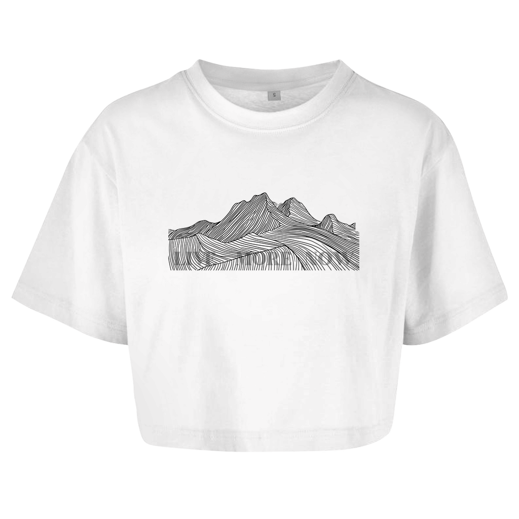 Damen Oversize Crop Top LIVE MORE NOW