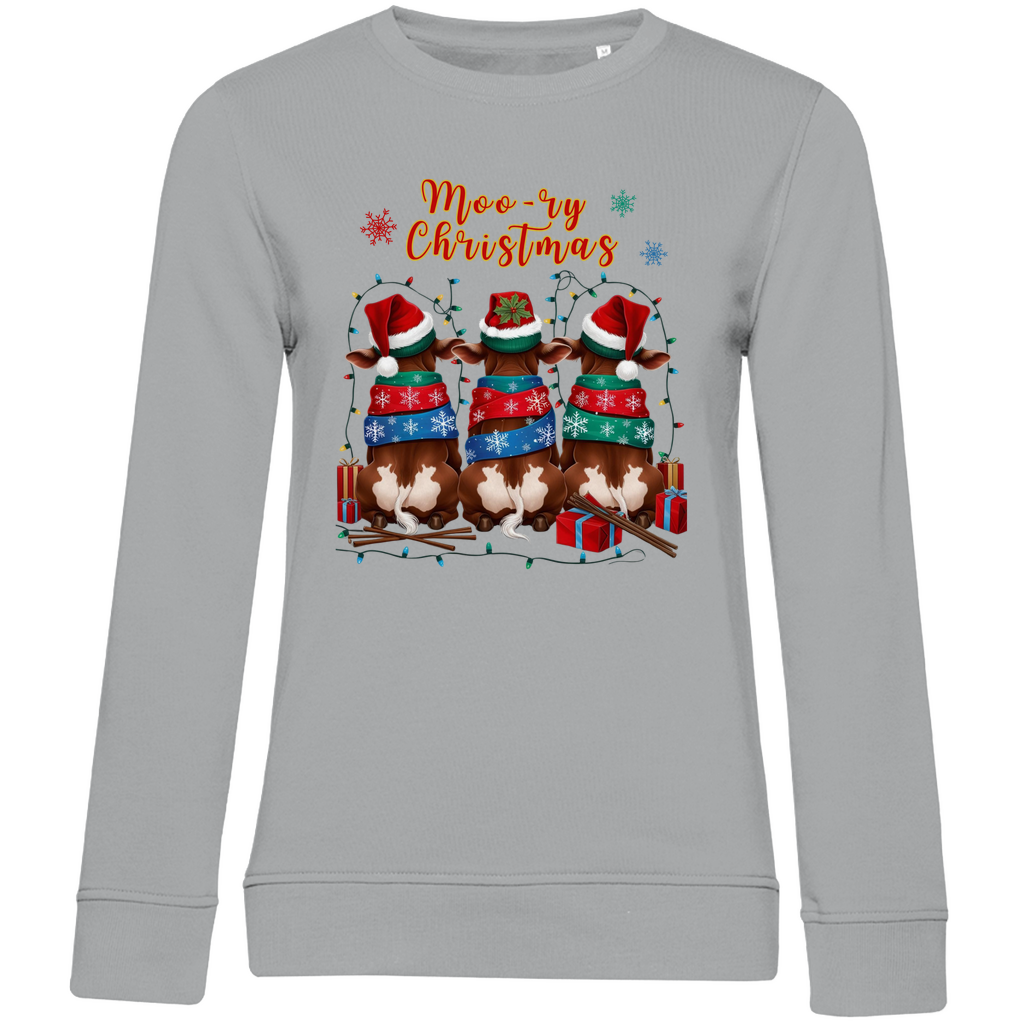 Damen Premium Bio Sweatshirt Moo-ry Christmas
