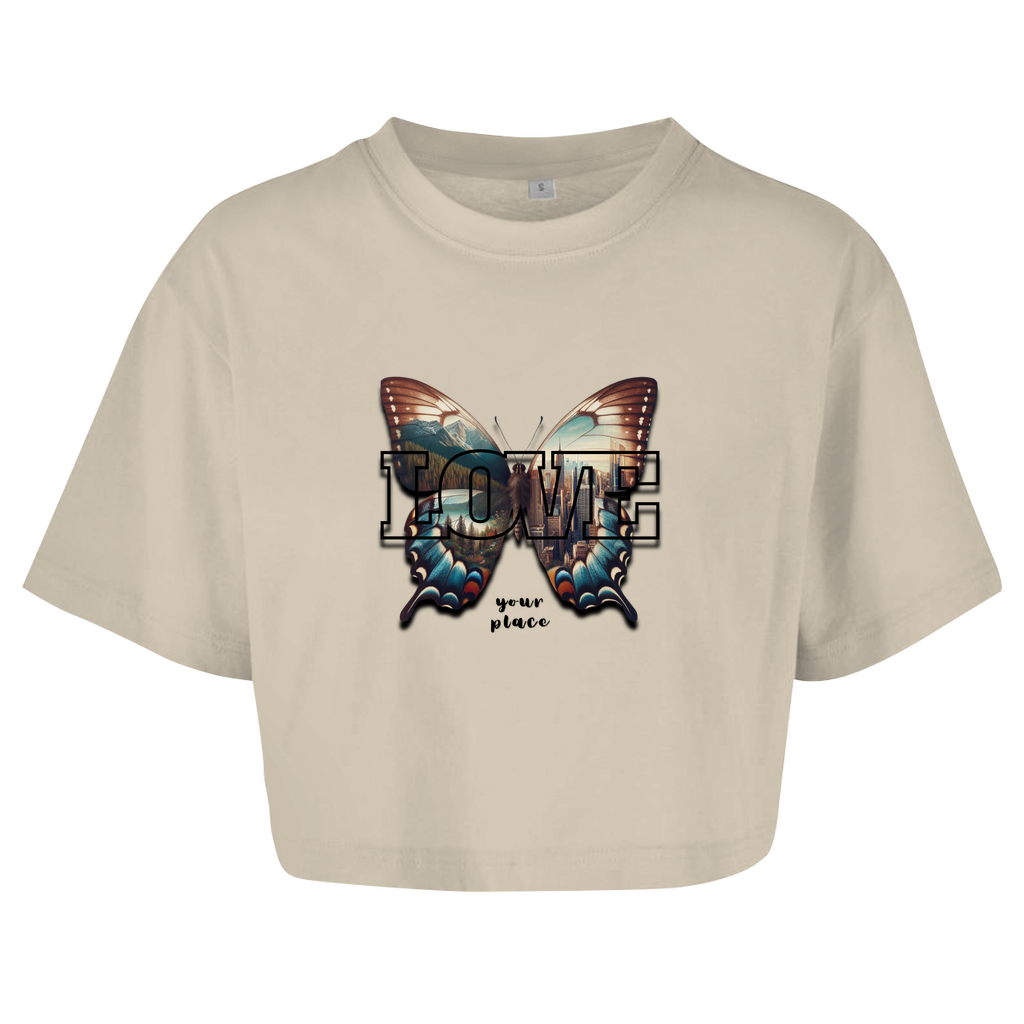 Damen Oversize Crop Top LOVE your place